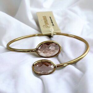 NEW/NWT Pomina Gold Tone Pink Crystal Wire Bangle Bracelet